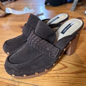 Nine West Flowr Wooden Heeled Clogs